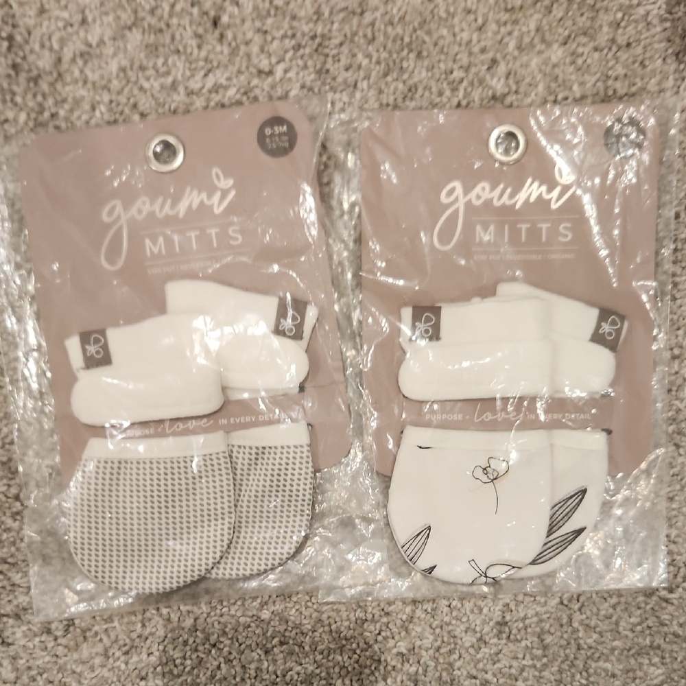 Goumi Kids Mittens - White and Gray